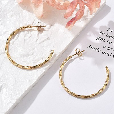 304 Stainless Steel C-Shaped Stud Earrings EJEW-R017-02G-01-1