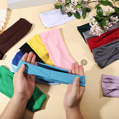 15Pcs 15 Colors Polyester & Elastic Headbands OHAR-GL0001-03-1