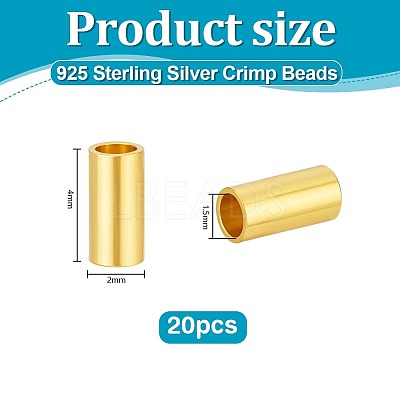 20Pcs 925 Sterling Silver Spacer Tube Beads STER-PH0004-75B-1