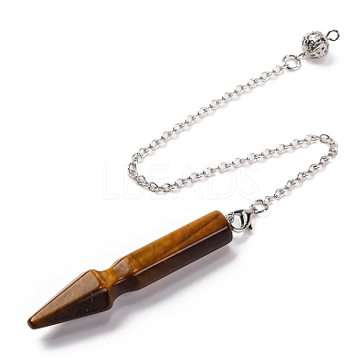 Natural Tiger Eye Pointed Dowsing Pendulums G-Q184-04D-P-1