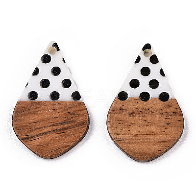Printed Opaque Resin & Walnut Wood Pendants RESI-TAC0017-59-1