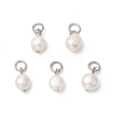 Natural Cultured Freshwater Pearl Potato Charms PALLOY-JF03920-01-1