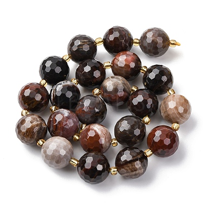 Natural Petrified Wood Beads Strands G-C249-A24-16MM-1