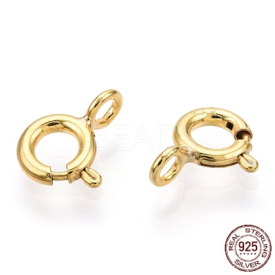 925 Sterling Silver & Iron Spring Ring Clasps STER-T004-81A-G-1