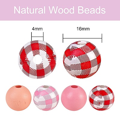 Painted Natural Wood Beads WOOD-SZ0001-10-1