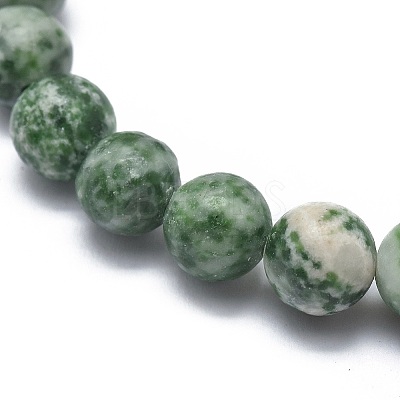 Natural Green Spot Jasper Bead Stretch Bracelets BJEW-K212-B-017-1