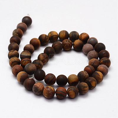 Frosted Natural Tiger Eye Beads Strands G-F364-18-8mm-1