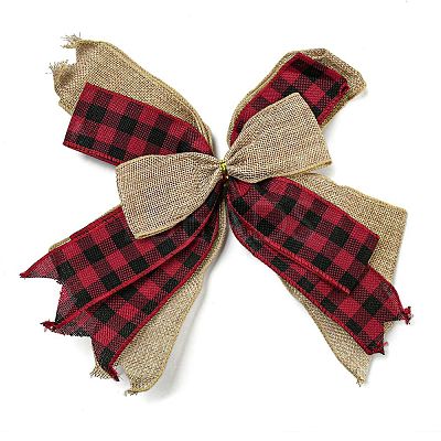 Christmas Linen Big Bowknot Decorations AJEW-M041-01B-1