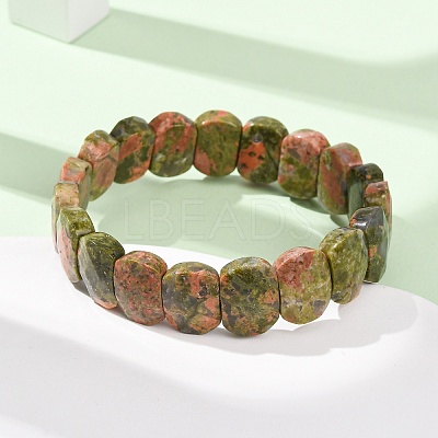 Natural Unakite Beaded Stretch Bracelets for Unisex G-K303-01D-1