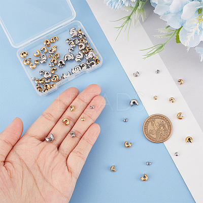 120Pcs 6 Style 304 Stainless Steel Crimp Beads Covers STAS-UN0043-11-1