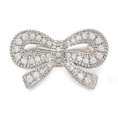 Brass Micro Pave Clear Cubic Zirconia Fold Over Clasps KK-G505-29P-1