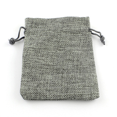 Polyester Imitation Burlap Packing Pouches Drawstring Bags X-ABAG-R005-9x7-04-1