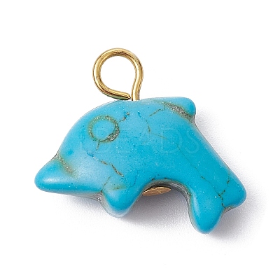 Synthetic Turquoise Pendants PALLOY-JF02371-02-1