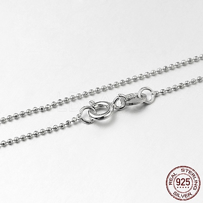 Anti-Tarnish Trendy Rhodium Plated 925 Sterling Silver Ball Chain Necklaces STER-M050-1.0A-09-1