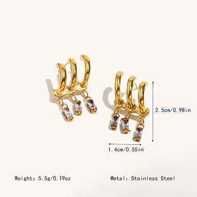 304 Stainless Steel Pave Cubic Zirconia Stud Dangle Earrings for Women SK5308-1