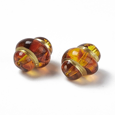 Golden Metal Enlaced Acrylic Beads OACR-H019-10-1