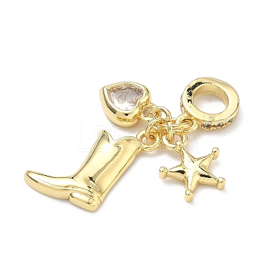 Brass Pave Clear Cubic Zirconia European Dangle Charms KK-P345-44G-1