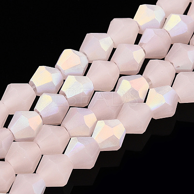 Imitation Jade Bicone Frosted Glass Bead Strands EGLA-A039-J6mm-MB07-1