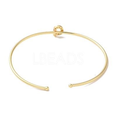 Rack Plating Brass Micro Pave Clear Cubic Zirconia Letter Open Cuff Bangles BJEW-A018-01G-Q-1