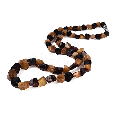 Natural Amber Nuggets Graduated Beaded Necklaces with Brass Clasps NJEW-N064-05-1