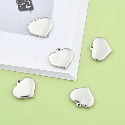 Tarnish Resistant 304 Stainless Steel Mirror Polished Finish Stamping Blank Tag Heart Pendants X-STAS-R063-02-1
