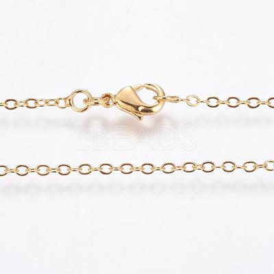 Eco-Friendly Rack Plating Brass Chain Necklaces MAK-G002-09G-FF-1
