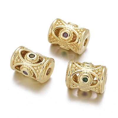 Brass Micro Pave Cubic Zirconia Beads KK-K244-18G-1