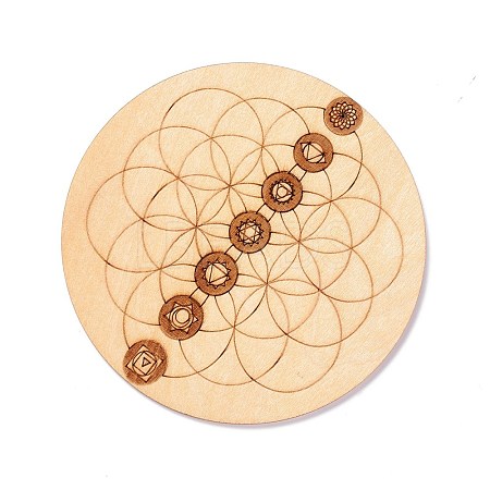 Basswood Carved Round Cup Mats DJEW-M-006-04-1