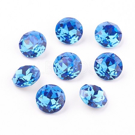 Pointed Back & Back Plated Glass Rhinestone Cabochons X-RGLA-J012-8mm-206-1