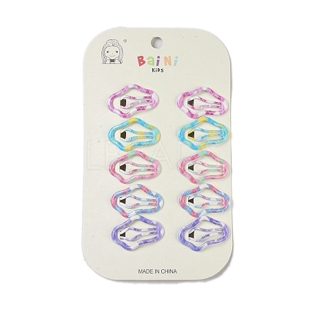 10Pcs 5 Colors Tartan Pattern Epoxy Resin Snap Hair Clip PHAR-P009-01J-1