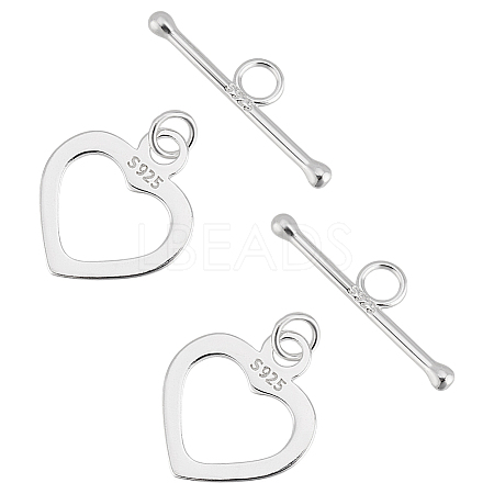 2Pcs 925 Sterling Silver Toggle Clasps FIND-PH0022-60-1