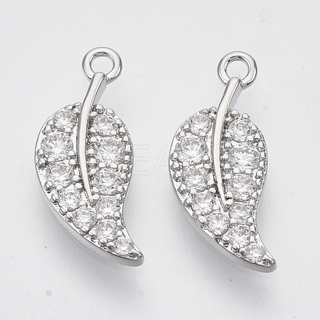 Brass Micro Pave Clear Cubic Zirconia Pendants ZIRC-T011-12P-NF-1
