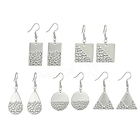 Non-Tarnish 304 Stainless Steel Geometry Dangle Earrings EJEW-JE05565-02-1