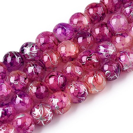 Drawbench Crackle Glass Beads Strands GLAA-N006-8mm-06-1