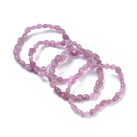 Natural Rose Quartz Bead Stretch Bracelets X-BJEW-K213-30-1