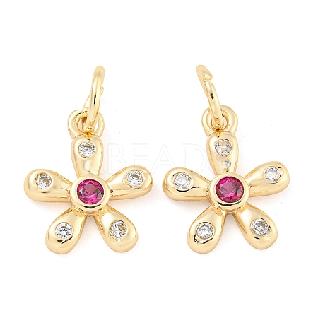 Rack Plating Brass Micro Pave Clear Cubic Zirconia Charms KK-F089-07G-1