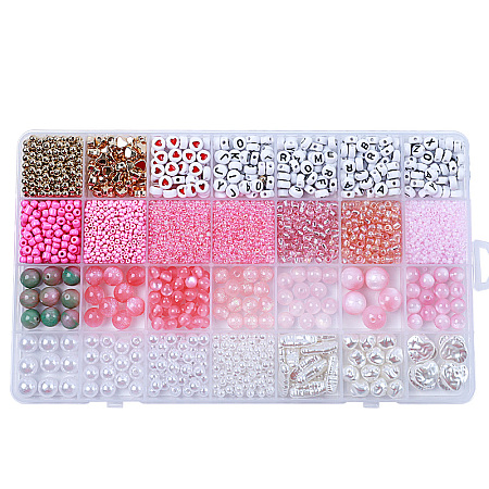 DIY 28 Style Resin & Acrylic & ABS Beads Jewelry Making Finding Kit DIY-NB0012-03G-1