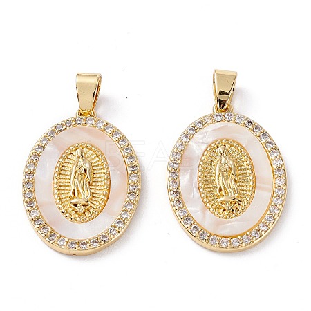 Brass Micro Pave Clear Cubic Zirconia Pendants X-ZIRC-M116-23G-1