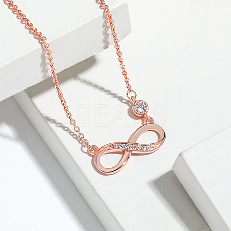 Infinity Brass Micro Pave Clear Cubic Zirconia Pendant Necklaces for Women FS-WGC2BAC-02-1
