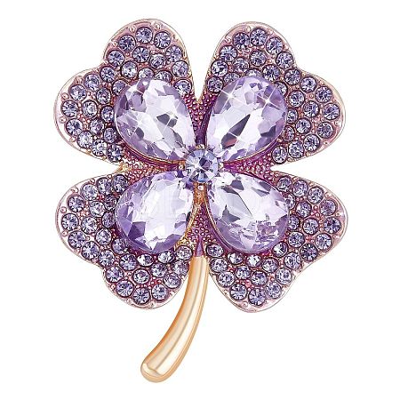 Cubic Zirconia Clover Brooch Pin JBR105D-1