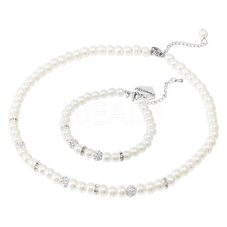 2Pcs 2 Style Glass Pearl Beaded Bracelets & Kid Bracelets SJEW-FH00001-1
