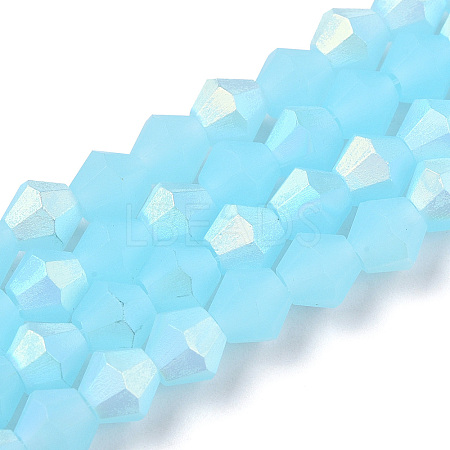 Imitation Jade Bicone Frosted Glass Bead Strands EGLA-A039-J6mm-MB03-1