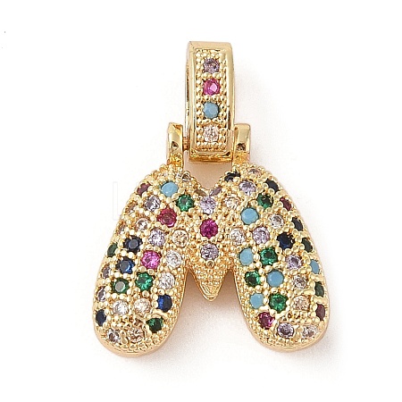 Brass Micro Pave Cubic Zirconia Pendants ZIRC-P121-01G-M-1