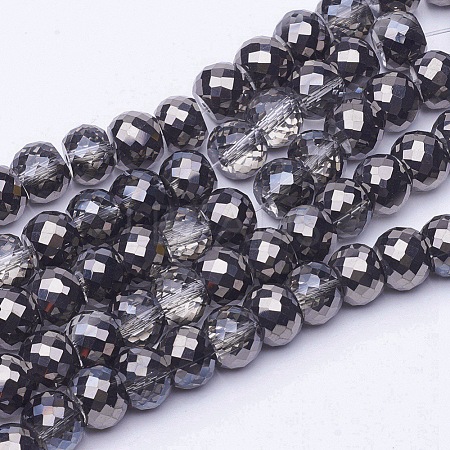 Electroplate Transparent Glass Beads Strands X-EGLA-E047-H02-1