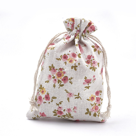 Polycotton(Polyester Cotton) Packing Pouches Drawstring Bags X-ABAG-S003-04C-1