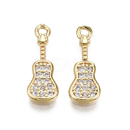 Brass Micro Pave Clear Cubic Zirconia Pendants KK-T056-56G-NF-1