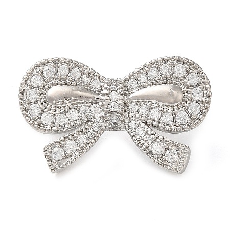 Brass Micro Pave Clear Cubic Zirconia Fold Over Clasps KK-G505-29P-1