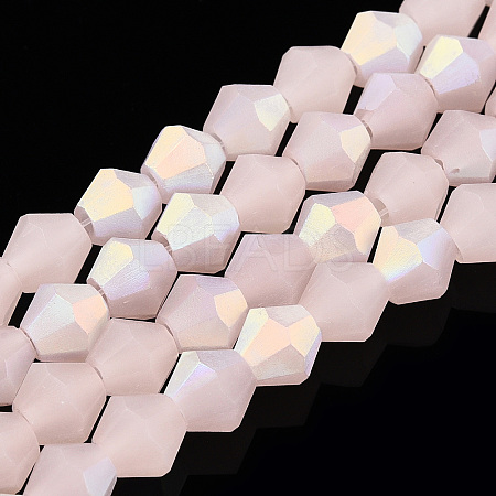 Imitation Jade Bicone Frosted Glass Bead Strands EGLA-A039-J6mm-MB07-1