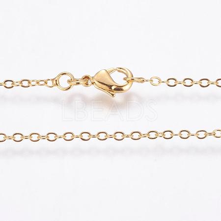 Eco-Friendly Rack Plating Brass Chain Necklaces MAK-G002-09G-FF-1