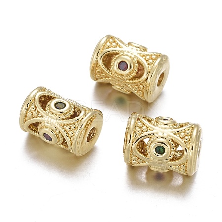 Brass Micro Pave Cubic Zirconia Beads KK-K244-18G-1